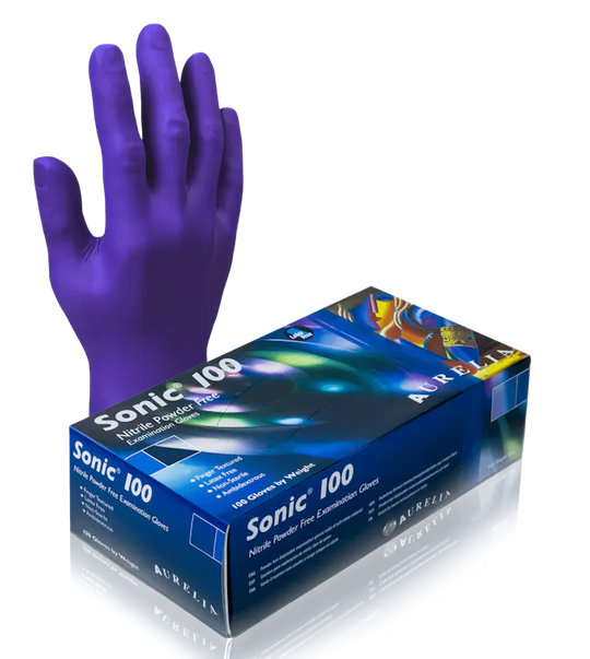 Aurelia® Sonic® 100 Indigo Disposable 2.2-mil Nitrile Powder-Free Latex-Free Exam Gloves